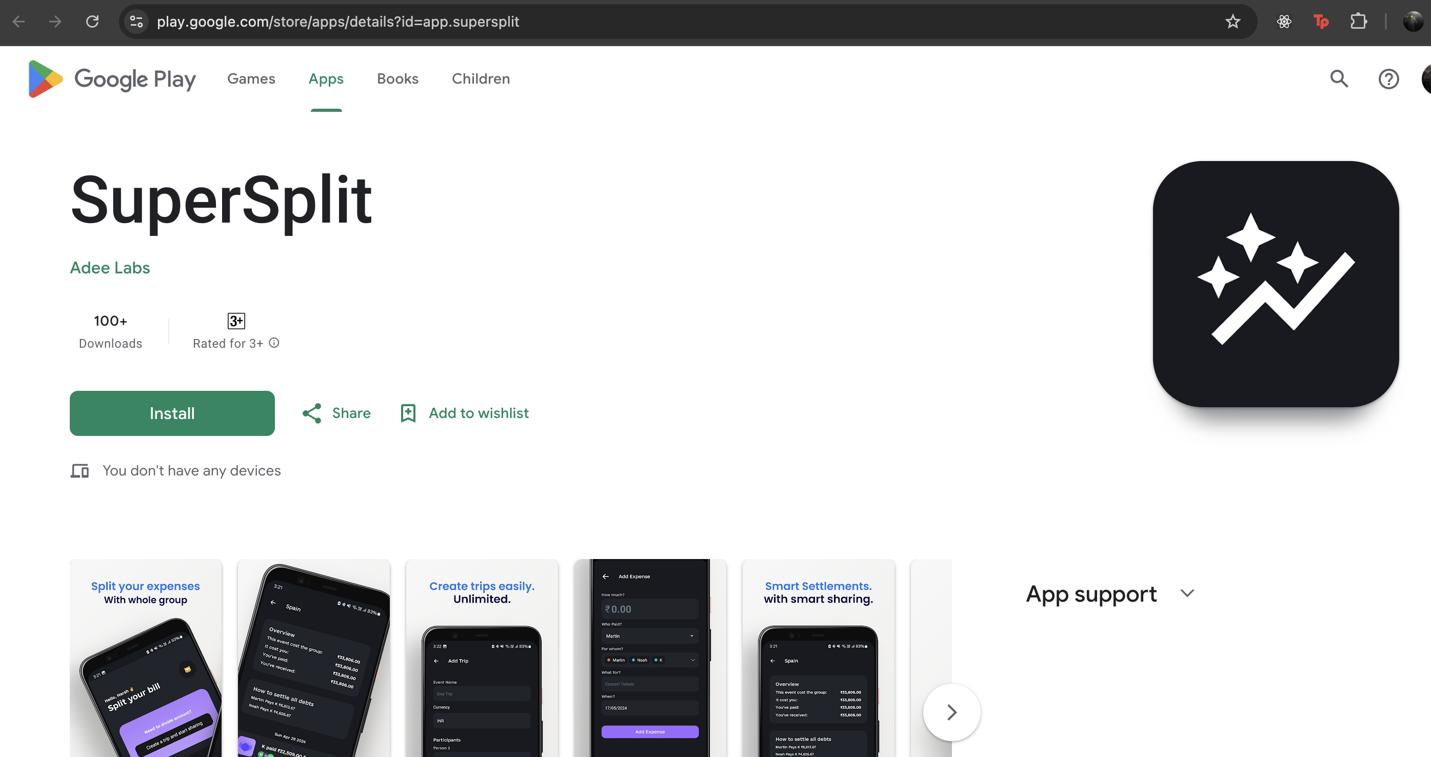 Supersplit playstore screenshot